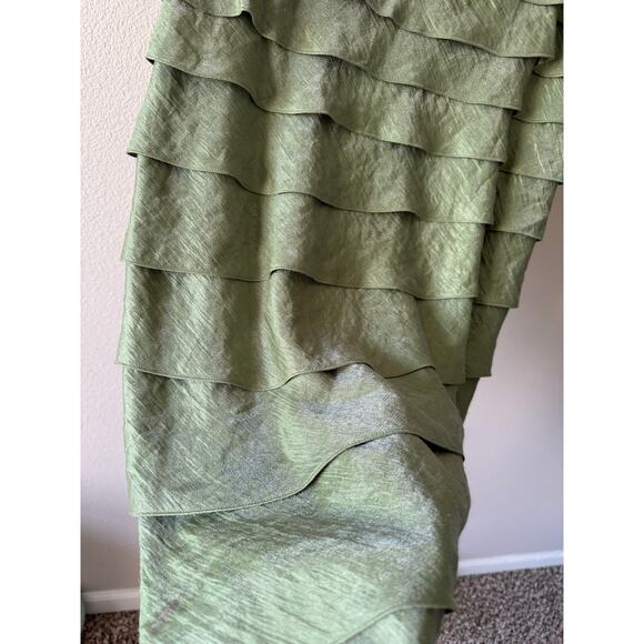 Adrianna Pappell Green Metallic Ruffle Cocktail Formal Dress *minor flaw* Sz 14 - Picture 6 of 13